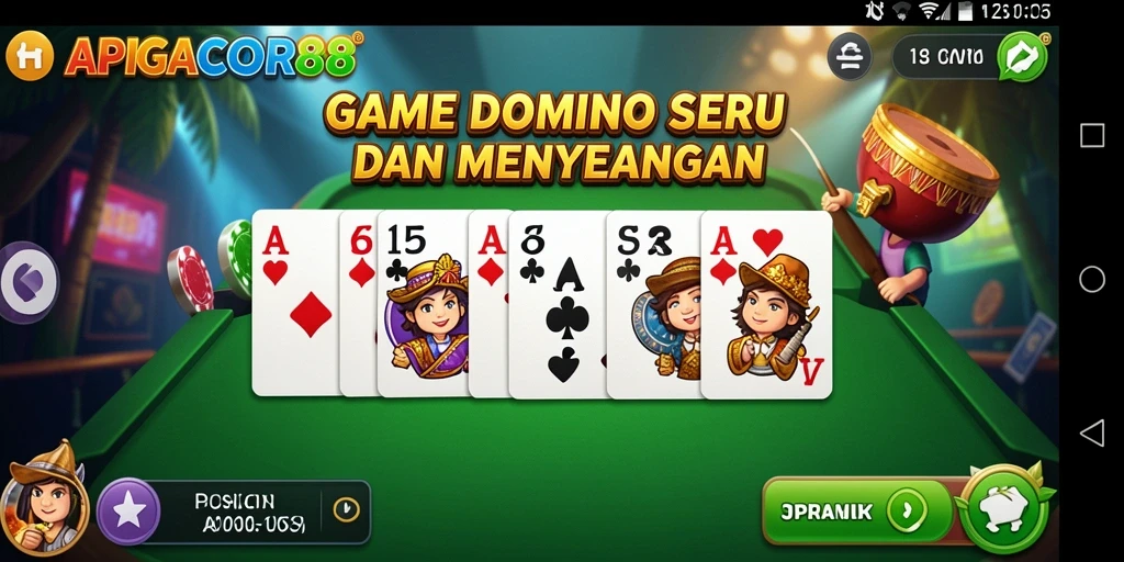 Tampilan menarik dari gameplay APIGACOR88 yang menggambarkan strategi domino.