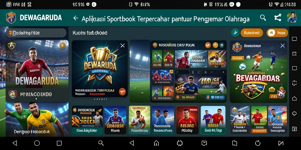Tampilan gameplay DEWAGARUDA dengan berbagai pilihan taruhan olahraga.