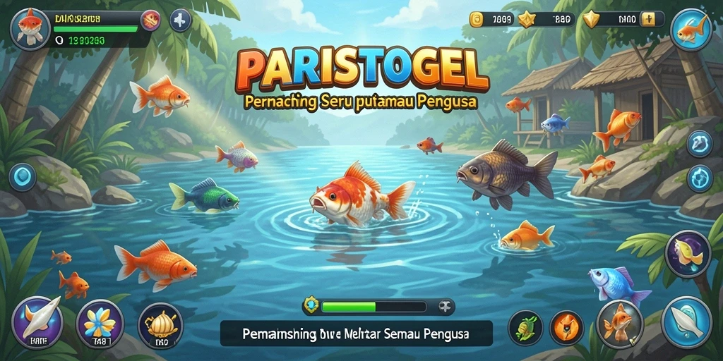 Tampilan gameplay PARISTOGEL dengan suasana memancing yang menenangkan.