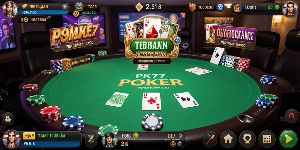Tampilan gameplay menarik PK77 dalam aksi Poker.