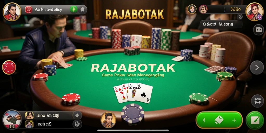 Tampilan menarik dari gameplay Poker di RAJABOTAK yang seru.