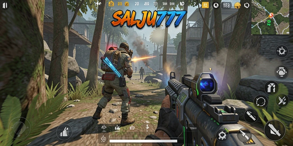 Screenshot menunjukkan gameplay menegangkan di SALJU777.