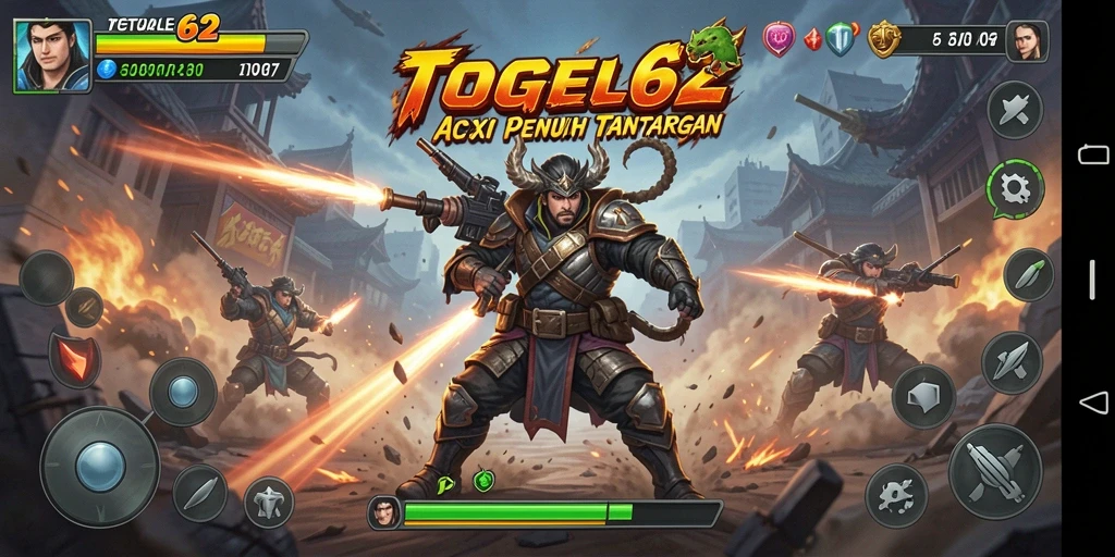 Tampilan gameplay TOGEL62 dengan karakter beraksi di lingkungan menantang.