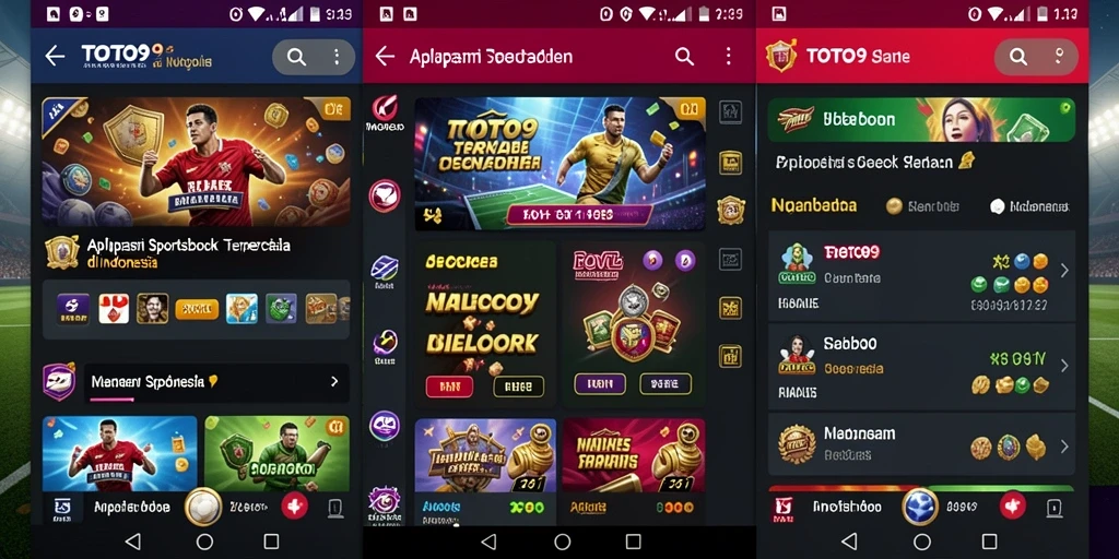 Tampilan antarmuka aplikasi TOTO9 saat taruhan olahraga.