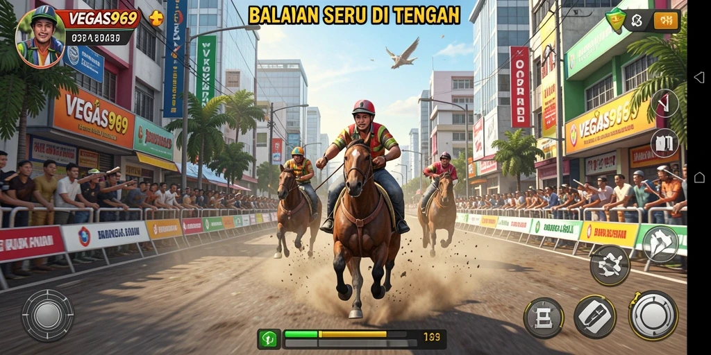 Gambaran gameplay balapan seru di VEGAS969.